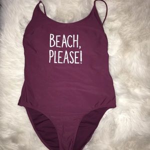 Burgundy swimsuit!